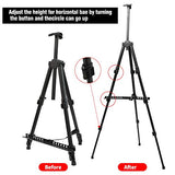 Artist Easel Stand,Extra Thick Aluminum Metal Tripod Display Easel 17 to 56 Inches (2 Pack Black)