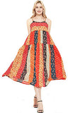 Womens Casual Spaghetti Strap Slip Summer Dresses,Cotton Bohemian Maxi Floral Print Long Beach Swing Dress,4-XL