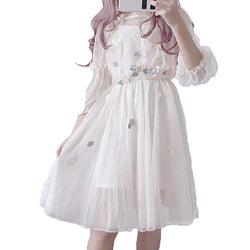 Japanese Lolita Dresses, Sexy Sweet 2 Piece Sets A-Line Flowers Princess Party Dress (Apricot)