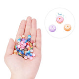 PandaHall Elite 450 Pcs 8mm Acrylic Resin Bead Round Stripe Pebbles Beads for Jewelry Making