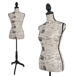 Female Mannequin Torso Dress Form with Adjustable Tripod Stand Base Style (Paris)
