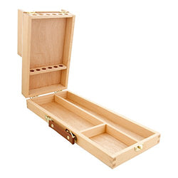 US Art Supply Wooden Flip Opening Artist Brush & Tool Box