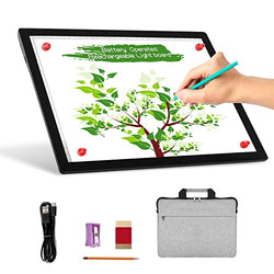 A4 Wireless Battery Powered Light Pad with Case, TOHETO Tracing Light Box Dimmable Brightness Rechargeable LED Light Board Portable Cordless Copy Board for Artist Drawing Sketching X-ray Viewing