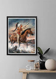 5D Diamond Painting Animal, Paint with Diamonds DIY Diamond Art Horse Spear Indian, Diymood painting by Number Kits Full Drill Rhinestone for Home Wall Decor 12x16inch