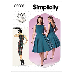 Simplicity SS9286A5 Misses' Fold-Back Facing Dress Packet, Code 9286 Sewing Pattern, Sizes 6-14, White