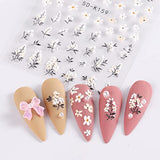 5D Flower Nail Art Stickers Daiy Embossed Nail Sticker Colorful Daisy Floral Leaf Self-Adhesive Nail Design Nail Art Dcoration for Women Grls Manicure Tip 4 Sheets