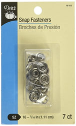 Dritz Snap Fasteners - Nickel - Size 16 - 7/16" - 7 sets (16-65)
