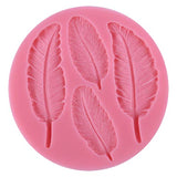 Funshowcase 4 Cavities Feather Pattern Silicone Cake Decorating Mold for Sugarcraft, Chocolate,