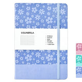 SUNBRILA Journal for Women-Journal Notebook Hardcover 208 Pages Lined, PU Leather Notebook Embossed Flowers, 5.7 X 8.4 in, 100gsm A grade Paper, Light Blue