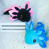 Putrer 2Pcs Salamander Axolotl Plush Toy / Doll , Stuffed Animal, Gifts for Boys Girls(2pcs (Blue+Black))