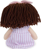 GUND Baby Toddler Doll Plush Brunette, Pink Striped Dress, 8"