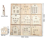 27PCS Wooden House Shaped Embellishments Unfinished Blank Wood Hanging Ornaments for Farmhouse Christmas Tree Decoration, Christmas Gifts for Kids