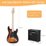 GLARRY 39" GST Series Electric Guitar Kit with Amp for Beginner Starter, HSS Pickups Full Size Included Digital Tuner, Strings, Picks, Tremolo Bar, Shoulder Strap, and Portable Case Bag (Sunset)