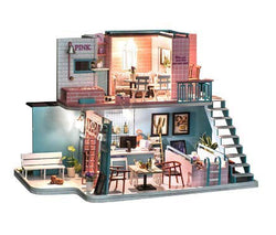 Cool Beans Boutique Miniature DIY Dollhouse Kit Wooden Cafe with Dust Cover - Architecture Model kit (English Manual) K034 Cafe