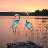 TERESA'S COLLECTIONS 43.7 inch Large Blue Heron Garden Statues, Standing Crane Sculpture Metal Yard Art Bird Decor Lawn Ornaments for Outdoor Patio Porch Outside Decorations, Set of 2