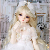 1/4 BJD Doll Simulation SD Doll DIY Dress Up Dolls Gift for Girls, Ball Jointed Dolls with Wedding Dress + Makeup + Wig + Shoes, Height 40cm/15.74in,White