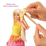 Barbie Ultimate Curls Blonde Doll and Hairstyling Playset with No-Heat Curling Iron and Curlers, Plus Hair Accessories, for Kids 3 to 7 Years Old