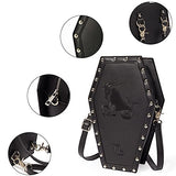 12 Constellation Women's Fashion Backpack, Steampunk Pu Leather Medium, Hand Embroidered Unique Casual Backpack Gothic Coffin Stud Wallet(Black Capricorn)