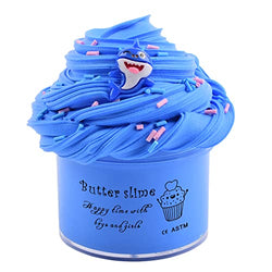 Blue Fluffy Butter Slime Kit, Super Soft and Non Sticky Slime Stress Relief Toy, for Kids Party Favors, School Education and Birthday Gift(7oz/200ML)