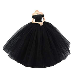 ROVOS Fairy Wedding Dress Tutu Elegant Boat Neck Collar Evening Mesh Skirt Doll Clothes Princess Dress with Veil Deluxe Trailing Bride Marriage for 11.5" Girl Doll Party Gown Outfits Ornaments Gift