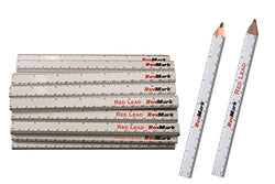 RevMark Carpenter Pencils with Ruler Printed on Pencil (24 Pack) (12 Black and 12 Red Lead)