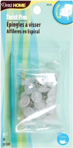 Dritz 9070 Upholstery Clear Heads Twist Pins, 3/4-Inch, 30-Pack