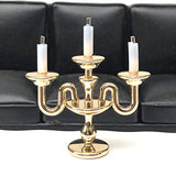 F Fityle 1:12 Dollhouse Miniature Mini Gold Candelabra Furniture European Style Candleholder Candlesticks Doll House Model DIY Ornaments