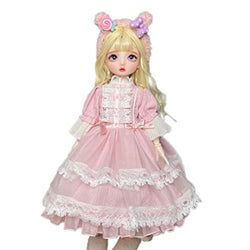 Original Elf Ear Design BJD Doll 1/6 SD Dolls 11.8 Inch 18 Ball Jointed Doll DIY Toys with Pink Clothes Outfit Shoes Wig Hair Makeup,Best Gift for Girls Kids Children -Alice