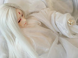 BJD Doll Wig 9-10inch(21-24cm): 1/3 BJD SD, Fur Wig Dollfie / White Extra Long Straight Hair