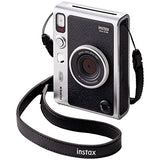 Fujifilm Instax Mini EVO Hybrid Black Instant Camera | Instax Mini Twin Pack Instant Film | 32GB microSD Card with Adapter | Black Camera Case