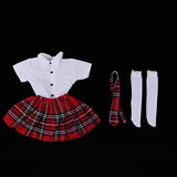 Fityle Lovely T-Shirt Plaid Skirt Stockings Party Clothes Set for 1/3 BJD SD Dolls