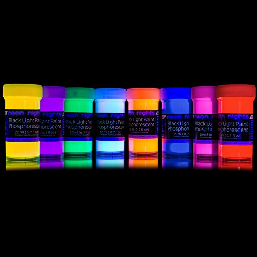 2-in-1 Glow-in-the-Dark Paint Neon Glow Paint Set with UV Black Light