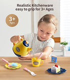 Tea Party Set for Little Girl, Geyiie Tea Time Pastry Tower, Pretend Play Kitchen Toy Sweet Princess Dessert Stand Includes Plastic Teapot, Cups for Toddlers Boy Aged 3,4,5,6 as a Birthday, Xmas Gift