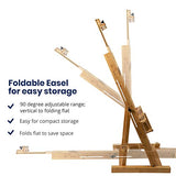 Pacific Arc Large Studio H-Frame Easel - Solid Bamboo Wood Artist Easel Adjustable Movable Tilting Easel, Floor Painting Easel Stand, Holds Canvas Art up to 81"