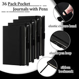 36 Pack Pocket Notebook Journals with 36 Black Pens A6 Cute Small Journal Notebook Ruled Lined Mini Notepad Hardcover Executive Notebooks Journal Set with Pen Holder for School Office, 3.7 x 5.7 Inch