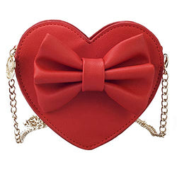 Mily Mini Heart Shape Crossbody Handbag Coin Change Purse for Toddlers Little Girls Red