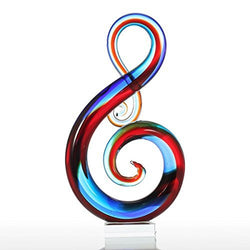 Tooarts Music Note Glass Sculpture Home Decor Ornament Gift Craft Decoration 14"