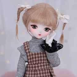 Mini BJD Resin Doll 28.5cm 1/6 Cute SD Doll Full Set Ball Jointed Doll with Clothes Shoes Wig Makeup, You Can Change Doll Eyes and Clothes