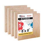 U.S. Art Supply 8" x 8" Birch Wood Paint Pouring Panel Boards, Studio 3/4" Deep Cradle (Pack of 5) - Artist Wooden Wall Canvases - Painting Mixed-Media Craft, Acrylic, Oil, Watercolor, Encaustic