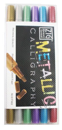 Kuretake ZIG MEMORY SYSTEM CALLIGRAPHY Metallic Colours 6 colors set MS-8400/6V