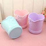 Lannmart Cute Cartoon Bow Pen Holder Candy Color Kawaii Pink Pencil Organizer Box Stand Container