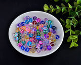 Shimmer Stone Crystal Glass Beads 100pcs 8mm Smooth Moonstone Shining Round Double Color Aura Bead for Jewelry Making(Smooth Multicolor, 8mm)