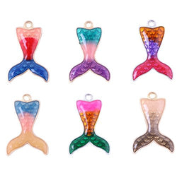 30pcs Mix Colorful Alloy Enamel Cute Mermaid Tail Charm Pendant DIY Jewelry Necklace Stud