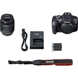 Canon EOS 2000D + EF-S 18-55mm is II Lens 8PC Accessory Bundle – Includes Professional Gadget Bag and More - International Version (No Warranty)