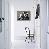 Canvas Wall Art Animals Animal Music Gorilla Canvas Printed Painting Modern Funny Thinking Monkey with Headphone Wall Art for Living Room Decor Ready to Hang 1 Panel 12" x 16"