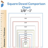 Square Wood Dowel Rod 12" x 1/2" Pack of 25 Square Wooden Dowel Sticks for Crafts and DIY Birch Hardwood by Woodpeckers