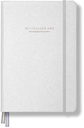 Minimalism Art | Premium Edition Notebook Journal, Medium A5 5.8"x8.3", Dotted, Hard Cover, White, 234 Numbered Pages, Gusseted Pocket, Ribbon Bookmark, Ink-Proof Paper 120gsm | San Francisco
