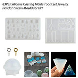 JQjian Geometric Silicone Casting Molds Stick Dropper Clasp DIY Jewelry Craft Making Tools Set DIY Earring Pendant UV Epoxy Resin Mould (83 PC)