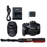 Canon EOS 4000D DSLR Camera w/Canon EF-S 18-55mm F/3.5-5.6 III Zoom Lens + Case + 64GB SD Card + Spare Battery (14pc Bundle)