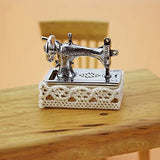 1/12 Alloy Sewing Machine Kit Model Miniature Doll House Furniture Accessories,Perfect DIY Dollhouse Toy Gift Set Black